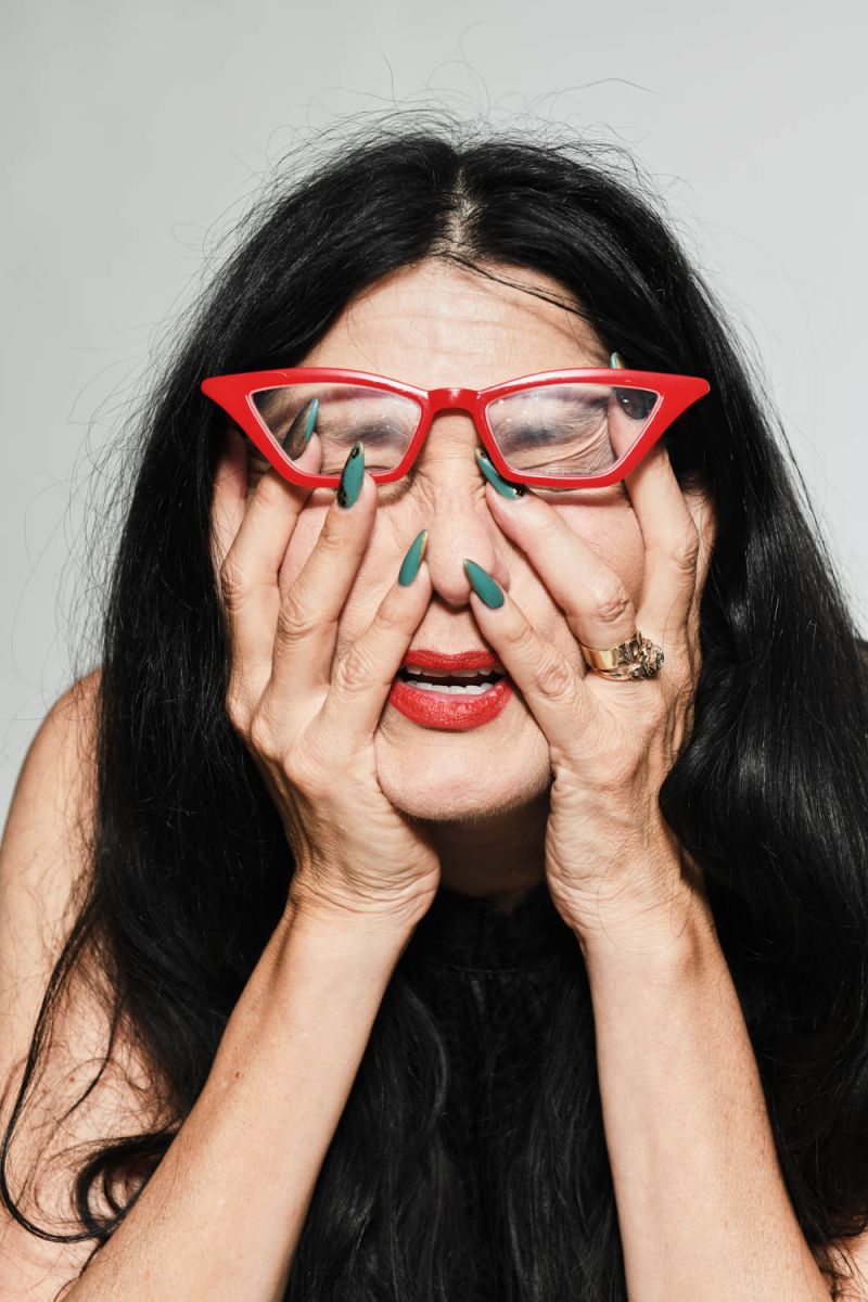 woman hands on face