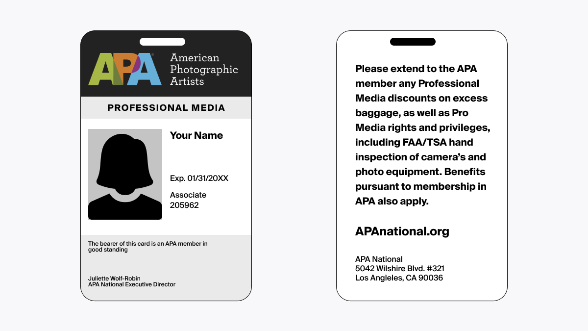 Sample design of an APA Pro Media ID Card