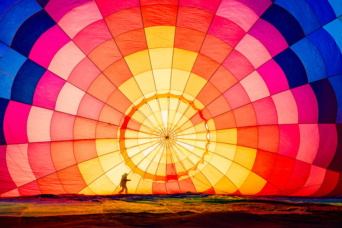 Colorful, close-up of hot air balloon